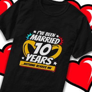 Camiseta Casado 10 Anos Engraçado 10.º Aniversário de Casam