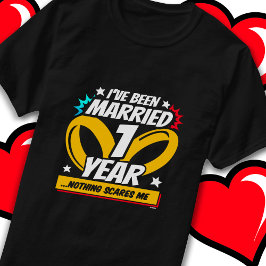 Camiseta Casado 1 Ano Engraçado 1rua Aniversário de Casamen