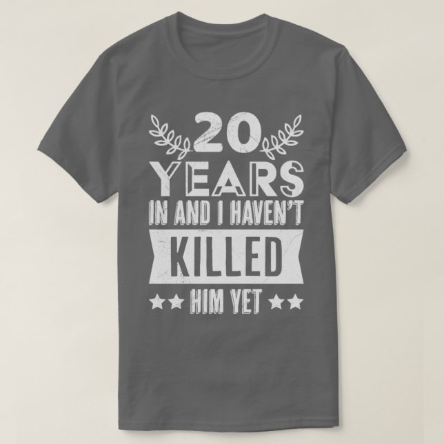 Camiseta Casado 20 anos de 20 de aniversário de casamento (Frente do Design)