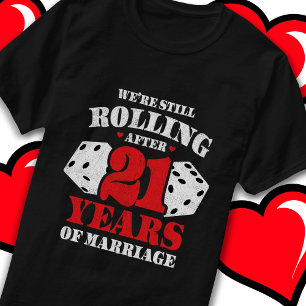 Camiseta Casado 21 Anos Engraçado 21 ruas Casando Aniversár