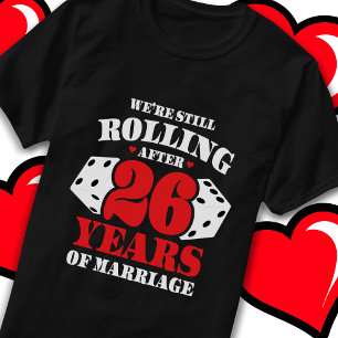 Camiseta Casado 26 anos Rolling Engraçado 26 anos