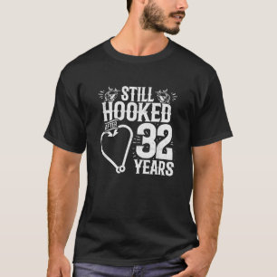 Camiseta Casado 32 Anos De Pesca Casal 32ª Casamento Anniv