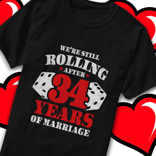Camiseta Casado 34 anos Engraçado 34 anos de casamento