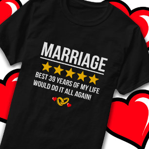 Camiseta Casado 39 anos, 39 anos de casamento bonito