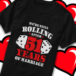 Camiseta Casado 51 Anos Rolling Funny 51rua Aniversário