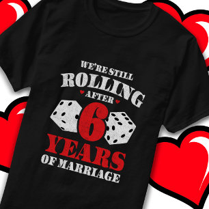 Camiseta Casado 6 Anos Engraçado 6 de Casamento Aniversário