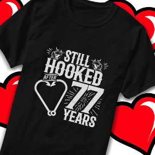 Camiseta Casado 77 Anos Pescendo Engraçado 77 Anos