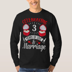 Camiseta Casado De Esposa Do Marido Celebrando 3 Anos De Am