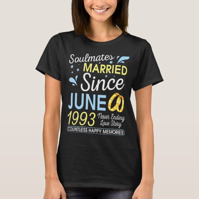 Camiseta Casado Desde Junho De 1993 Nunca Terminando Com 29 (Frente)