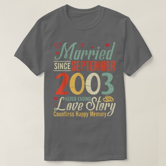 Camiseta Casado Desde Setembro De 2003 Nunca Acabando Com O (Frente do Design)