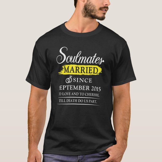Camiseta Casado Desde setembro de 2015, Casamento de 7 Anni (Frente)