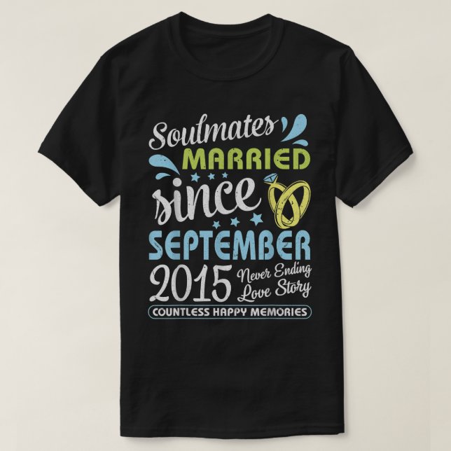 Camiseta Casado Desde Setembro De 2015 Nunca Terminando Com (Frente do Design)