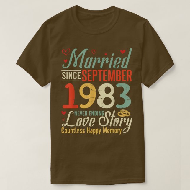 Camiseta Casados Desde Setembro de 1983 Amor Sem Fim His (Frente do Design)