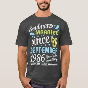 Camiseta Casados Desde Setembro de 1986 Amor de 36 Anos Sem
