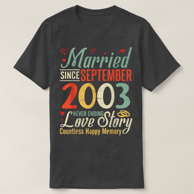 Camiseta Casados Desde Setembro de 2003 Amor Sem Fim His (Frente do Design)