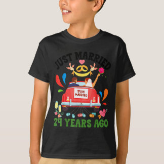 Camiseta Casados há 24 anos casal engraçado de aniversário