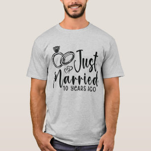 Camiseta Casados há apenas 10 anos 10º Aniversário de Casam