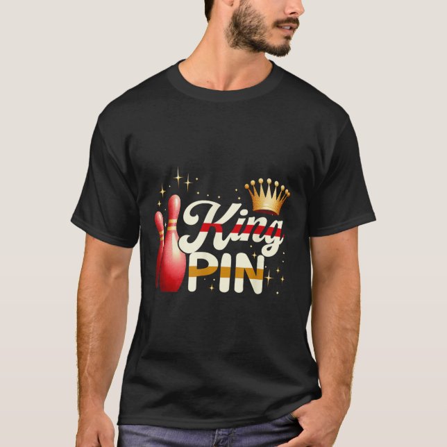 Camiseta Casais Bowler League Boliche King Pin Vestindo Cro (Frente)
