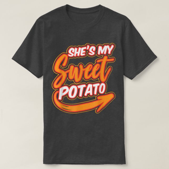 Camiseta Casais de batata Pratos de cozinha com ventilador  (Frente do Design)
