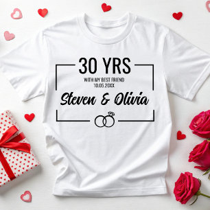 Camiseta Casais de Casamento de Aniversário Personalizado 2