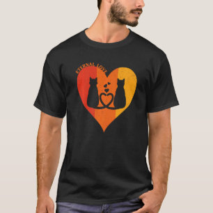 Camiseta Casais de Gatos de Amor Eterno Vintage Valenti
