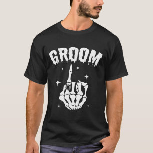 Camiseta Casais de Halloween de Casamento de Mão de Esquele