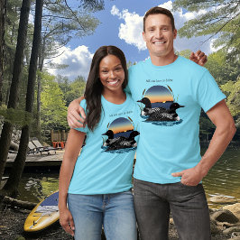 Camiseta Casais de Mergulhões Crepúsculo Azul Lago Vida Sel
