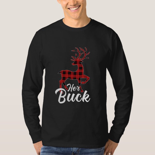 Camiseta Casais de Natal Xadrez de pijamas Buffalo (Frente)