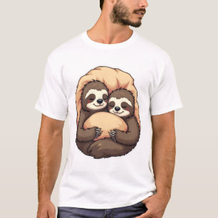 Camiseta Casais de Preguiças Sonolentas Roupas de Cama Gráf