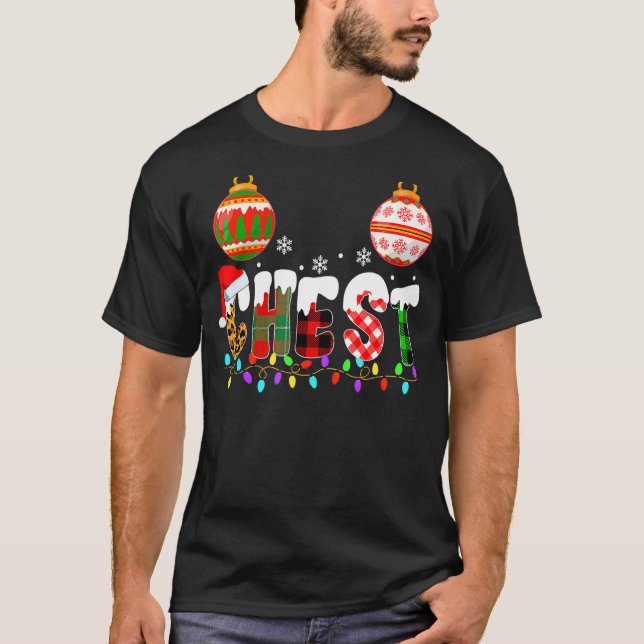 Camiseta Casais de tórax Loucos de Natal Castanhas (Frente)