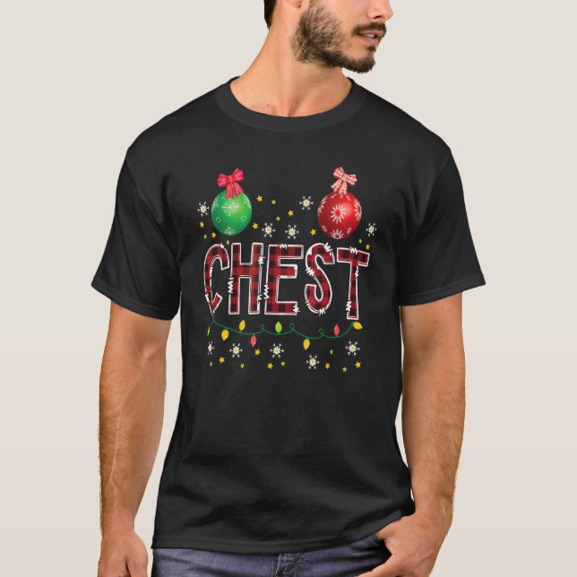 Camiseta Casais de tórax Loucos de Natal Castanhas (Frente)