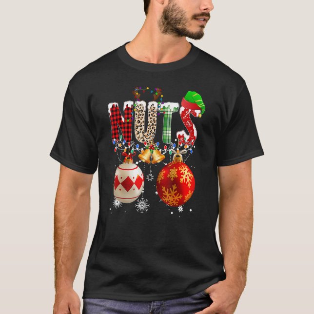 Camiseta Casais de tórax Loucos de Natal Castanhas (Frente)