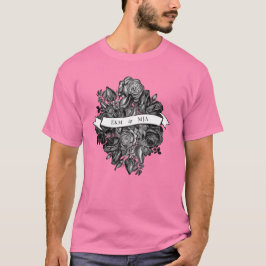 Camiseta Casais Iniciais Monograma Rosas Pretos Casamento