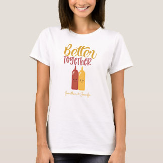 Camiseta Casais personalizados engraçados de Ketchup de mos