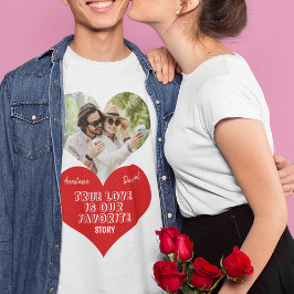 Camiseta Casais personalizados nomes de fotos em forma de c