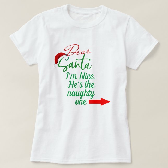 Camiseta Casais que combinam, sou bom, é um Natal malvado  (Frente do Design)