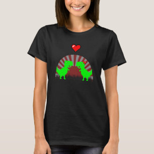 Camiseta casal 1 para jogos com pixel de dinossauro de 8 bi