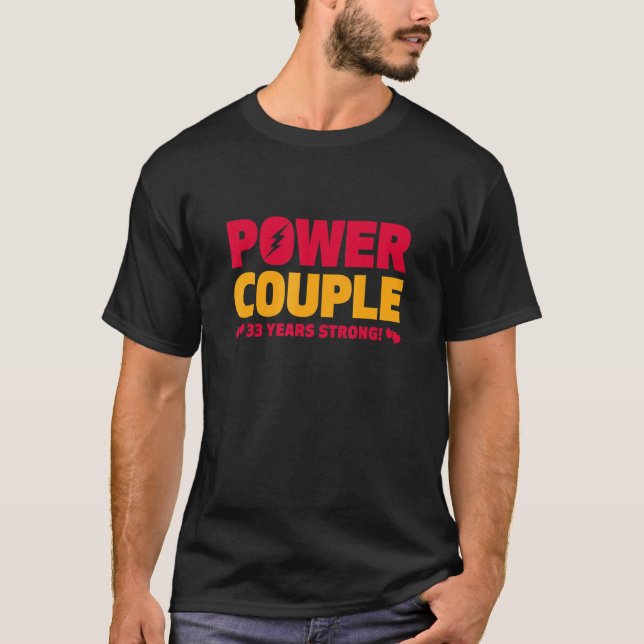 Camiseta Casal 33 anos casado 33 anos de energia 33 anos (Frente)