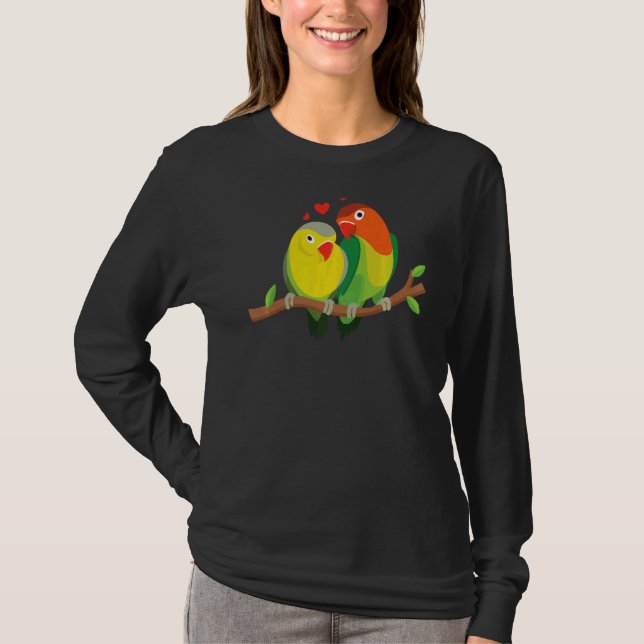 Camiseta Casal Adorando Aves Cute Animal Gráfico (Frente)