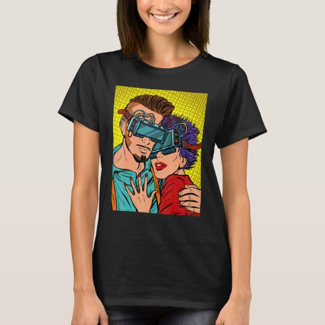Camiseta Casal apaixonado por óculos de realidade virtual (Frente)