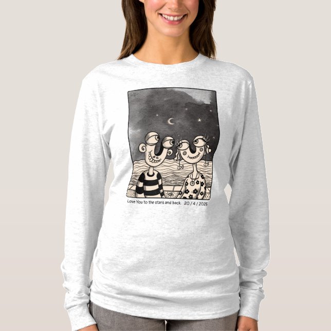 Camiseta Casal apaixonado Tinta de desenho personalizada (Frente)