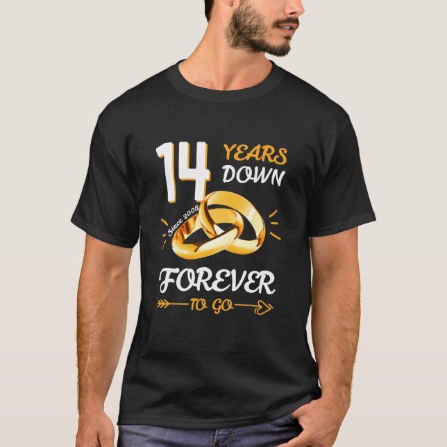 Camiseta Casal Casado 14 Anos Abaixo Anel Para Sempre Ir Si (Frente)