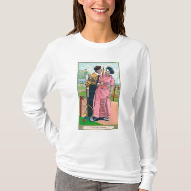 Camiseta Casal com a raquete velha de GearSame do tênis (Frente)