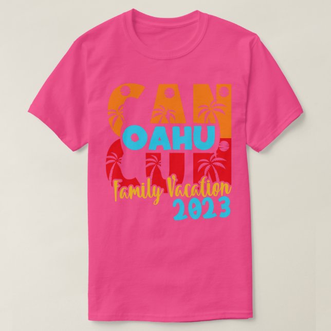 Camiseta Casal da Família Oahu Summer Matching Hol, Cancun  (Frente do Design)