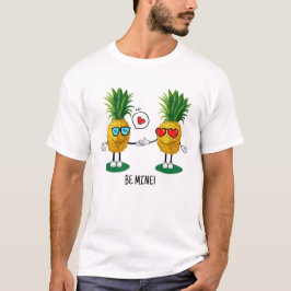 Camiseta Casal de Amor Emoji de Abacaxi Personalizado