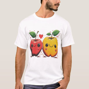 Camiseta Casal de Amor Feliz Fruta - Estilo de Moda Único"
