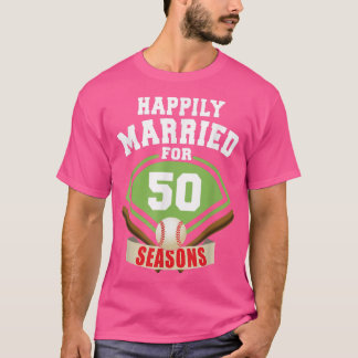 Camiseta casal de beisebol do 50º aniversário de casamento 