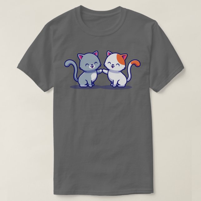 Camiseta Casal De Cartoon De Gato3 (Frente do Design)