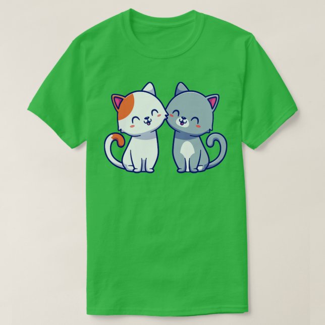 Camiseta Casal De Cartoon Gato1 (Frente do Design)