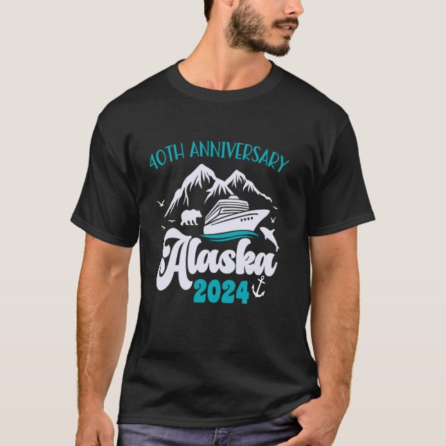 Camiseta casal de Casamento de 40 anos do Alaska Cruise 202 (Frente)